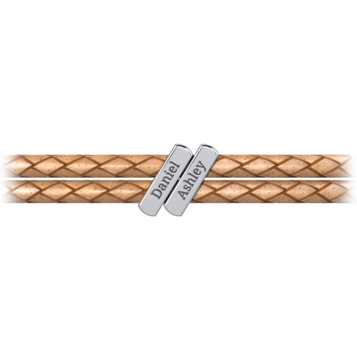 Engravable Sterling Silver Bar Leather Bracelet - 2 – Sterling Silver