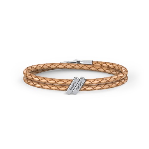 Engravable Sterling Silver Bar Leather Bracelet - 2 – Sterling Silver