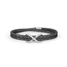 Sterling Silver Infinity Leather Bracelet with Gemstones in 925 Sterling Silver with Alexandrite