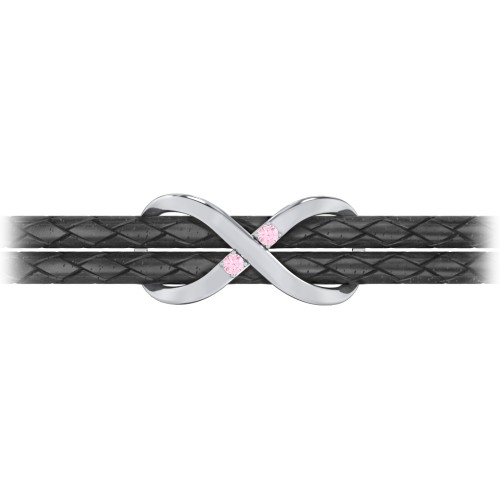 Sterling Silver Infinity Leather Bracelet with Gemstones – Sterling Silver with Pink Tourmaline