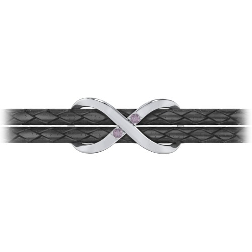 Sterling Silver Infinity Leather Bracelet with Gemstones – Sterling Silver with Alexandrite
