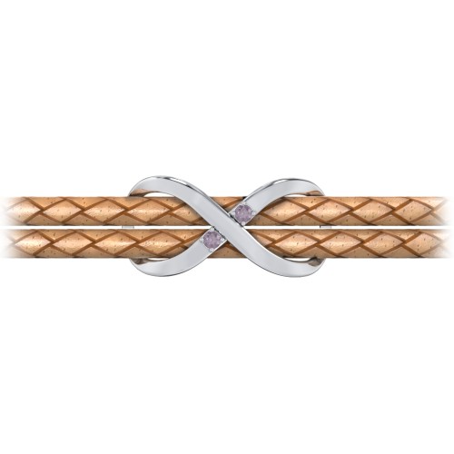 Sterling Silver Infinity Leather Bracelet with Gemstones – Sterling Silver with Alexandrite