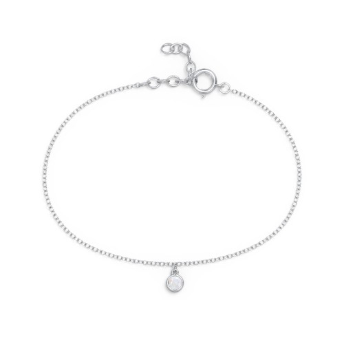 Bezel Set Gemstone Drop Bracelet - 1 Stone – Sterling Silver with Opal