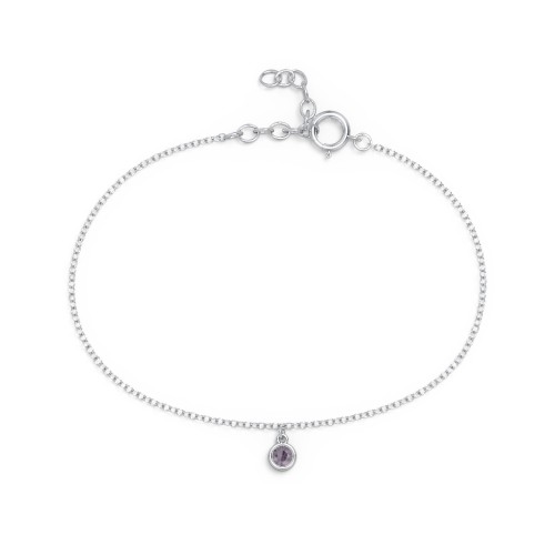 Bezel Set Gemstone Drop Bracelet - 1 Stone – Sterling Silver with Alexandrite