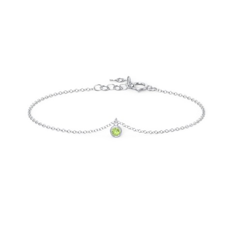 Bezel Set Gemstone Drop Bracelet - 1 Stone – Sterling Silver with Peridot