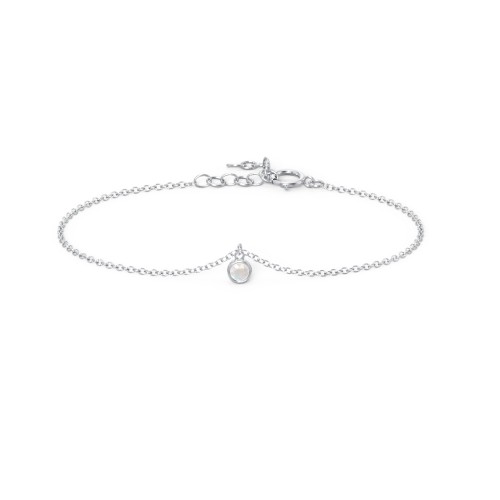 Bezel Set Gemstone Drop Bracelet - 1 Stone – Sterling Silver with Opal