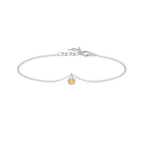 Bezel Set Gemstone Drop Bracelet - 1 Stone – Sterling Silver with Citrine