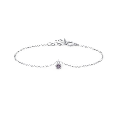 Bezel Set Gemstone Drop Bracelet - 1 Stone – Sterling Silver with Alexandrite