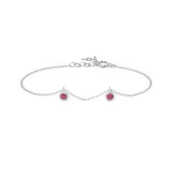 Bezel Set Gemstone Drop Bracelet - 2 Stone