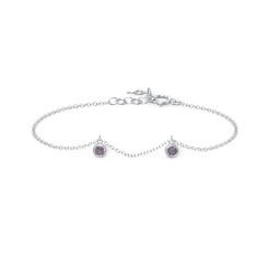 Bezel Set Gemstone Drop Bracelet - 2 Stone in 925 Sterling Silver