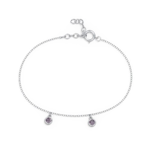 Bezel Set Gemstone Drop Bracelet - 2 Stone