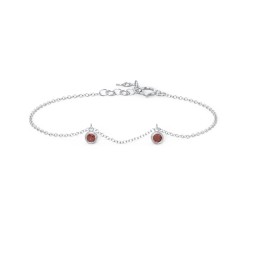 Bezel Set Gemstone Drop Bracelet - 2 Stone in 925 Sterling Silver with Garnet