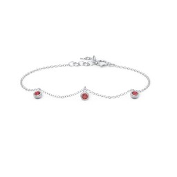 Bezel Set Gemstone Drop Bracelet - 3 Stone