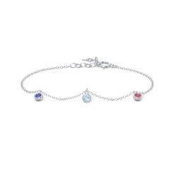 Bezel Set Gemstone Drop Bracelet - 3 Stone