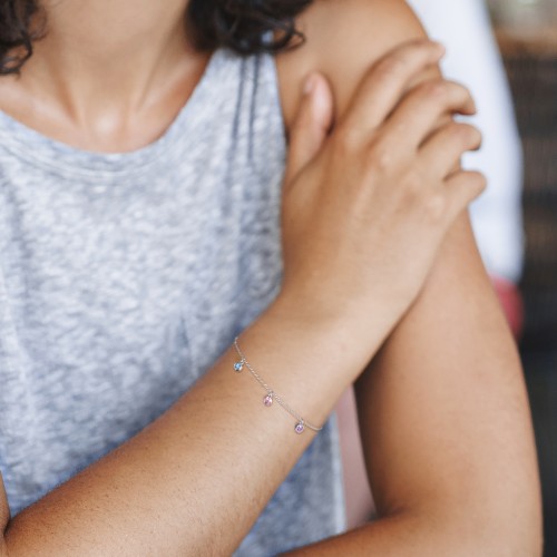 Bezel Set Gemstone Drop Bracelet - 3 Stone