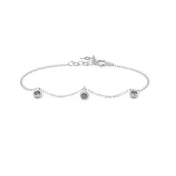 Bezel Set Gemstone Drop Bracelet - 3 Stone in 925 Sterling Silver with Alexandrite