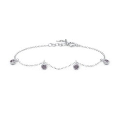 Bezel Set Gemstone Drop Bracelet - 4 Stone in 925 Sterling Silver