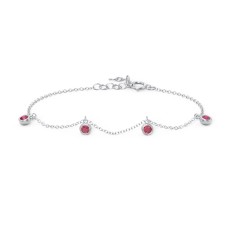 Bezel Set Gemstone Drop Bracelet - 4 Stone – Sterling Silver with Ruby