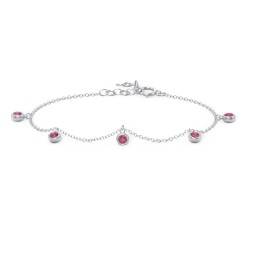 Bezel Set Gemstone Drop Bracelet - 5 Stone