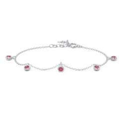 Bezel Set Gemstone Drop Bracelet - 5 Stone