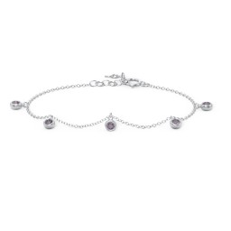 Bezel Set Gemstone Drop Bracelet - 5 Stone in 925 Sterling Silver with Alexandrite