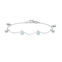 Bezel Set Gemstone Drop Bracelet - 6 Stone