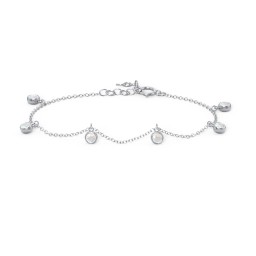 Bezel Set Gemstone Drop Bracelet - 6 Stone in 925 Sterling Silver with Opal