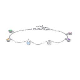 Bezel Set Gemstone Drop Bracelet - 6 Stone
