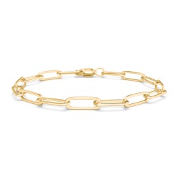 7" Bold Paper Clip Chain Bracelet in 9K Solid Yellow Gold