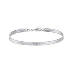 7" Engravable Herringbone Bracelet in Stainless Steel