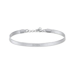 7" Engravable Herringbone Bracelet in Stainless Steel