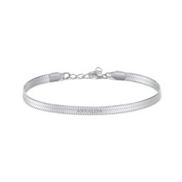 7" Engravable Herringbone Bracelet in Stainless Steel