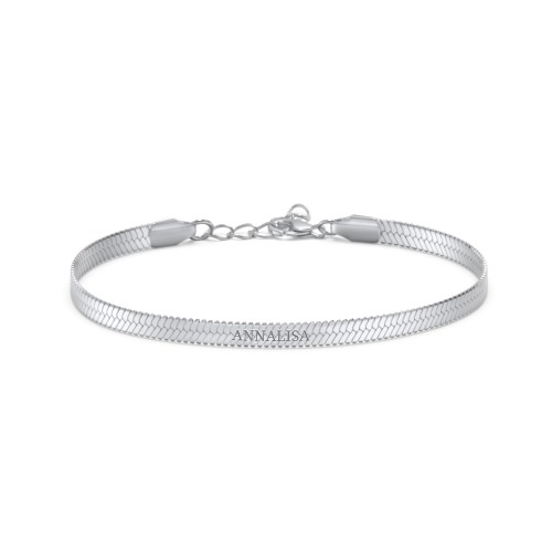 7" Engravable Herringbone Bracelet in Stainless Steel