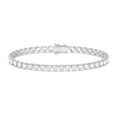 Heart Cubic Zirconia Tennis Bracelet – 18K Gold Plated Silver
