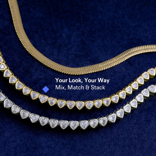 Heart Cubic Zirconia Tennis Bracelet – Sterling Silver