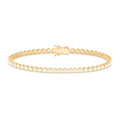Round Cubic Zirconia Tennis Bracelet – 18K Gold Plated Silver