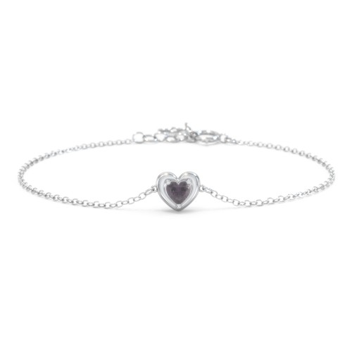 Puffy Heart Birthstone Bracelet – Sterling Silver with Alexandrite