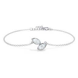 2 Marquise Birthstone Leaf Bracelet