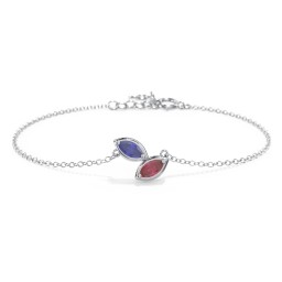 2 Marquise Birthstone Leaf Bracelet