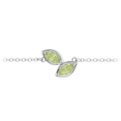 2 Marquise Birthstone Leaf Bracelet