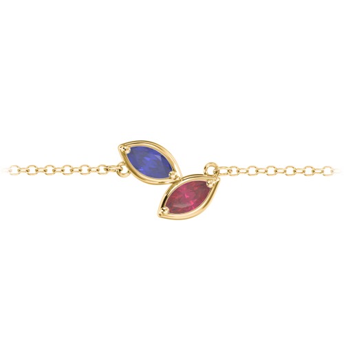 2 Marquise Birthstone Leaf Bracelet