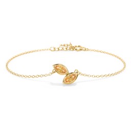 2 Marquise Birthstone Leaf Bracelet in 18K Gold Plated Silver with Citrine