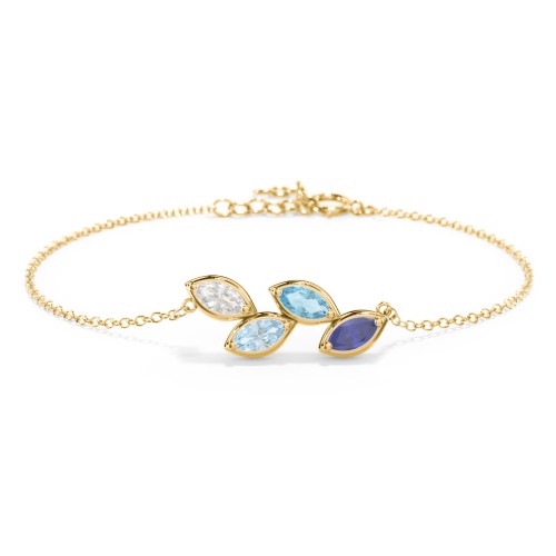 4 Marquise Birthstone Leaf Bracelet