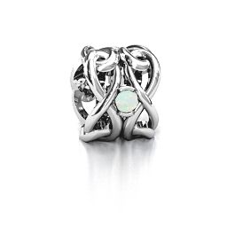 Infinity Locks with Stones Bracelet Charm in 925 Sterling Silver with Opal