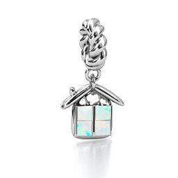 House of Love Bracelet Charm in 925 Sterling Silver with Opal