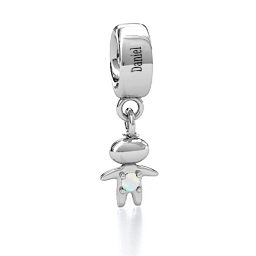 Happy Boy Bracelet Charm in 925 Sterling Silver with Opal