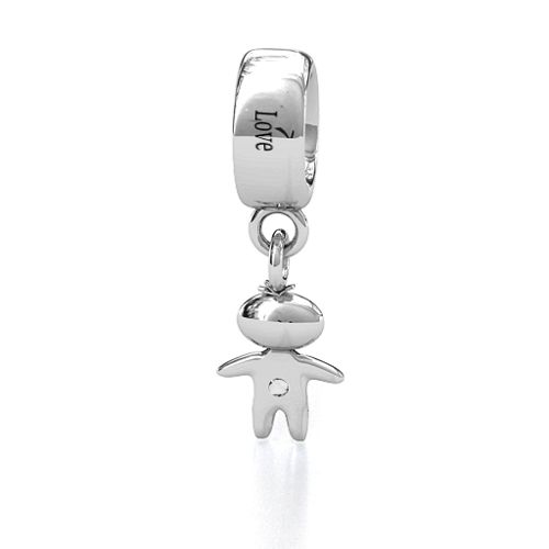 Happy Boy Bracelet Charm – Sterling Silver with Opal