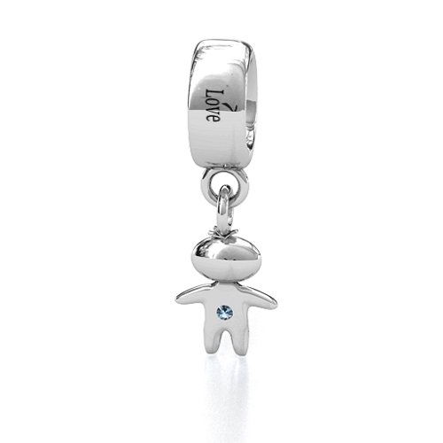 Happy Boy Bracelet Charm – Sterling Silver with Aquamarine