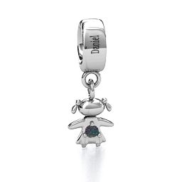 Happy Girl Bracelet Charm in 925 Sterling Silver with Alexandrite