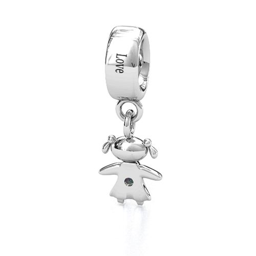 Happy Girl Bracelet Charm – Sterling Silver with Alexandrite